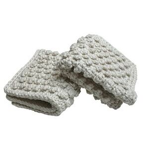 Pair of Crochet Dotty Dishcloth Washcloths Cream Cotton Handcrafted Handmade
